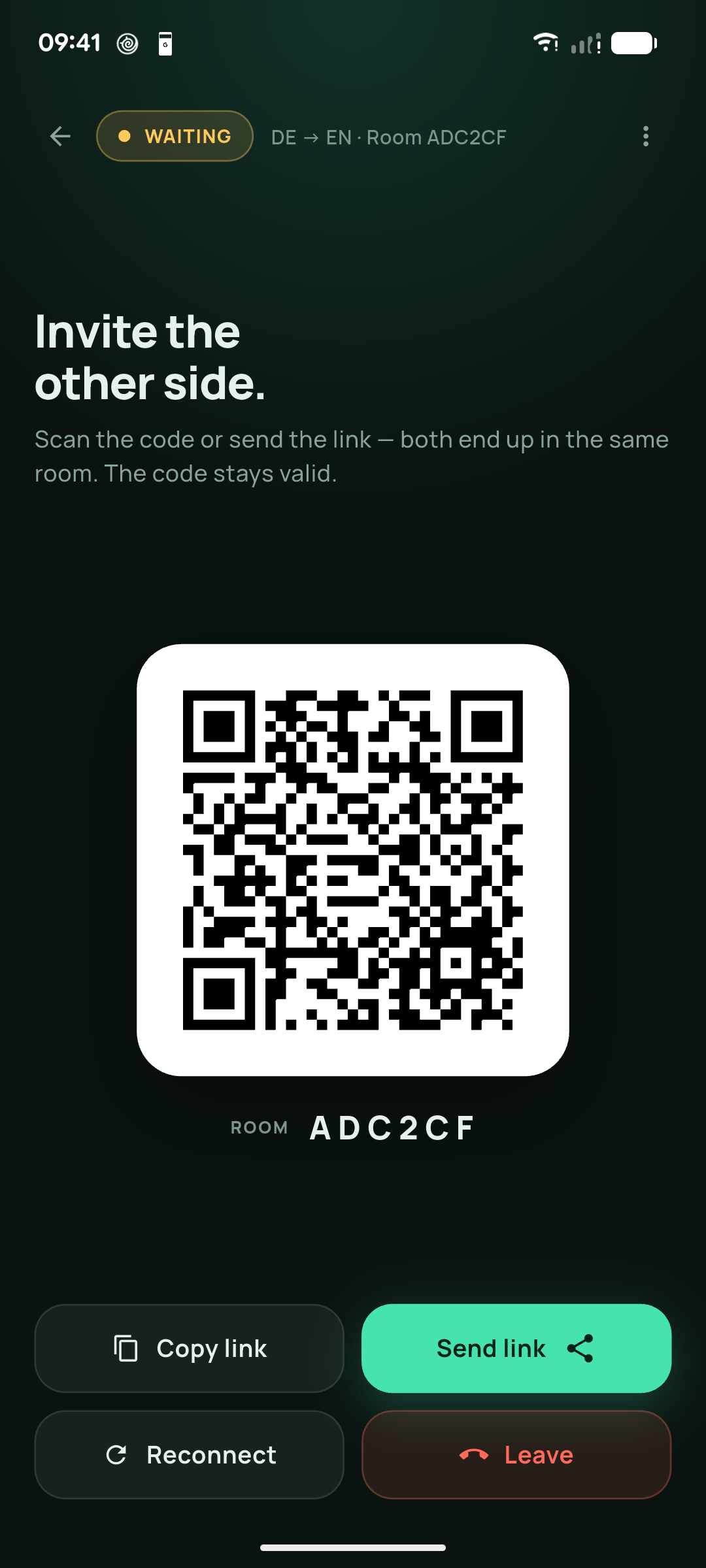Tookoo invite QR screen