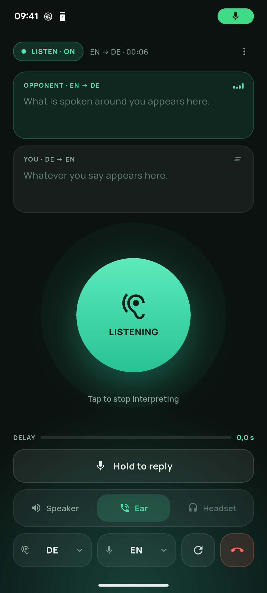 Tookoo translated call screen